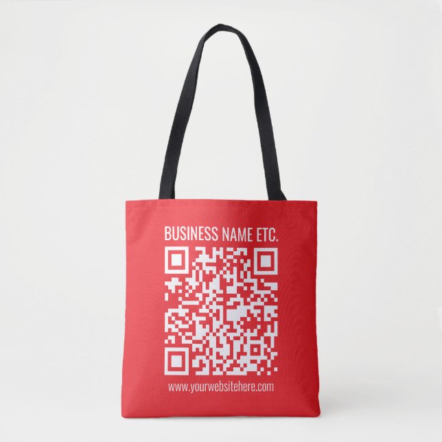 Instantly Create Your Own QR Code | Editable Red Tote Bag (Front)