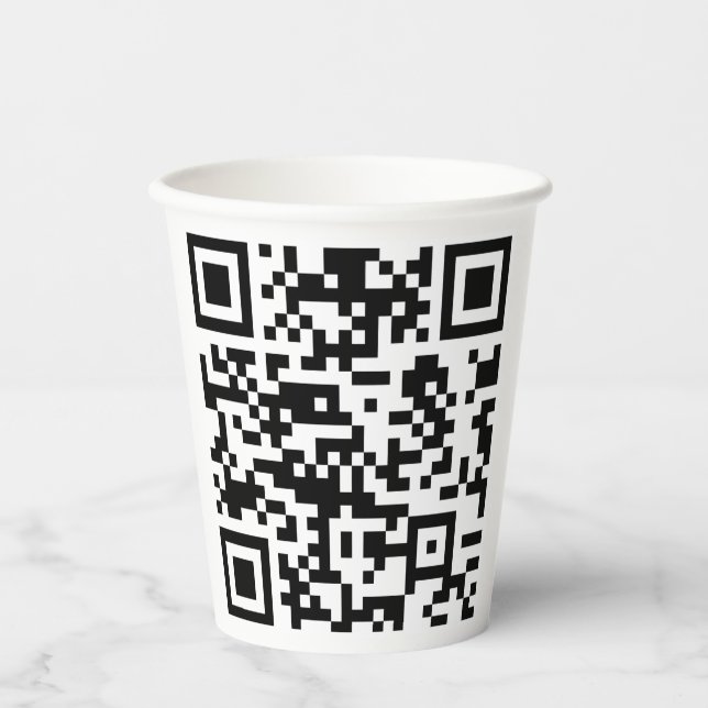 Instantly Created QR Code (by entering your URL) Paper Cups (Front)