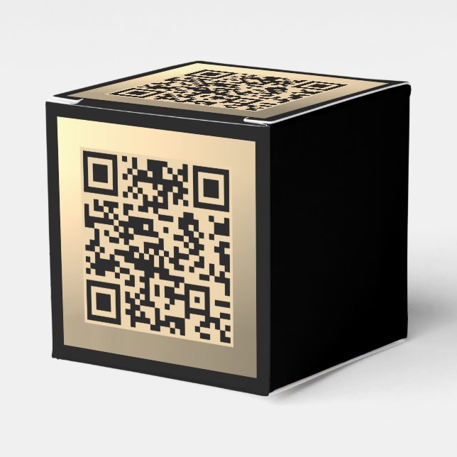 Instantly Editable QR code Template | Faux Gold Favour Box (Front Side)