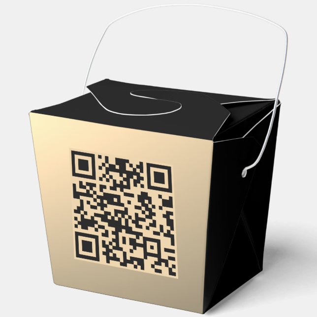Instantly Editable QR code Template | Faux Gold Favour Box (Front)