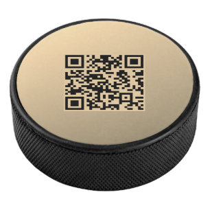 Instantly Editable QR code Template   Faux Gold Hockey Puck