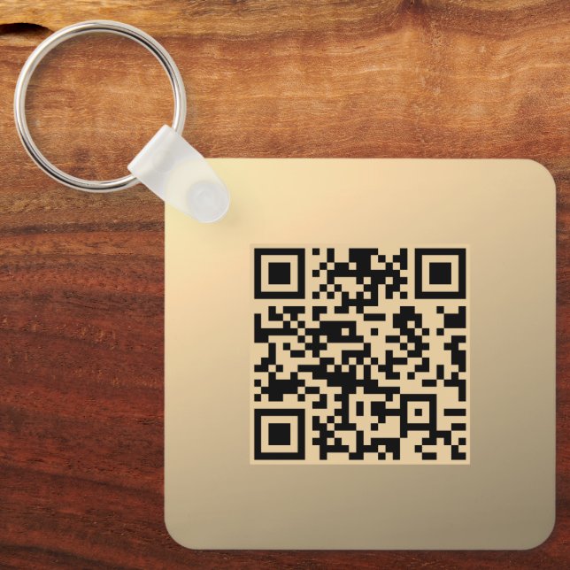 Instantly Editable QR code Template | Faux Gold Key Ring (Front)