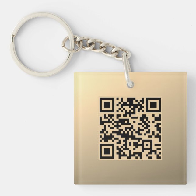 Instantly Editable QR code Template | Faux Gold Key Ring (Front)