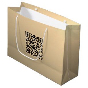 Instantly Editable QR code Template   Faux Gold Large Gift Bag