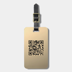 Instantly Editable QR code Template   Faux Gold Luggage Tag