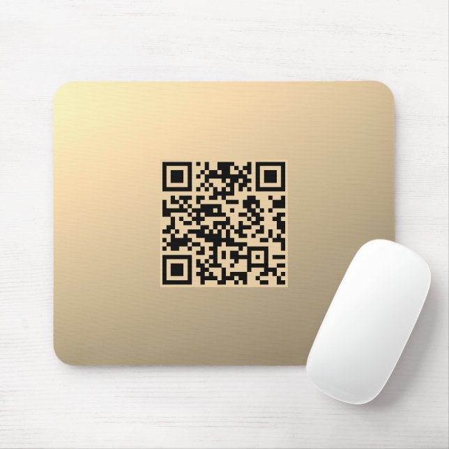 Instantly Editable QR code Template | Faux Gold Mouse Mat (With Mouse)