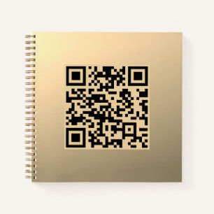 Instantly Editable QR code Template   Faux Gold Notebook