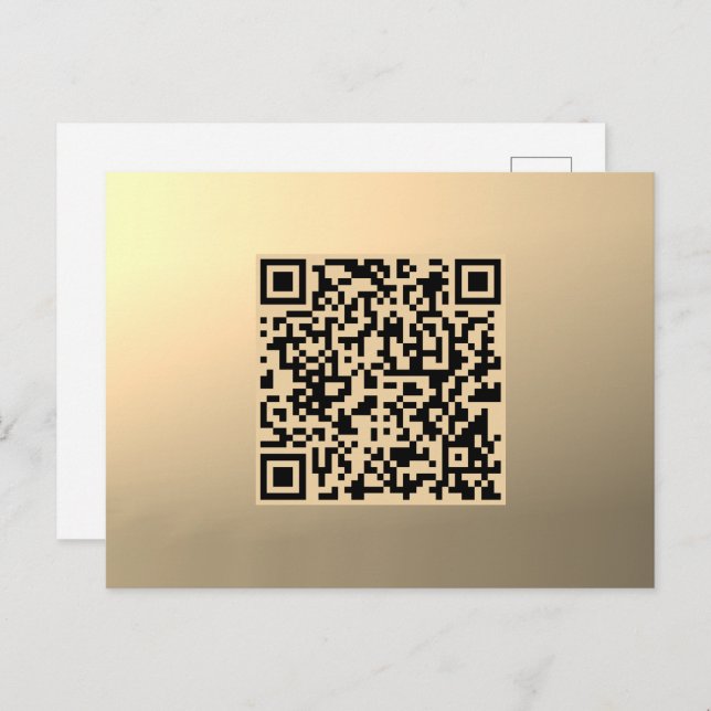 Instantly Editable QR code Template | Faux Gold Postcard (Front/Back)