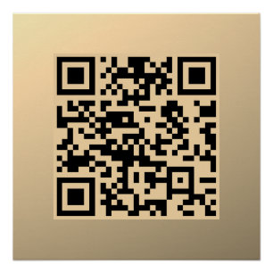 Instantly Editable QR code Template   Faux Gold Poster