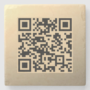 Instantly Editable QR code Template   Faux Gold Stone Coaster