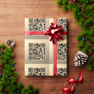 Instantly Editable QR code Template Faux Gold Wrapping Paper