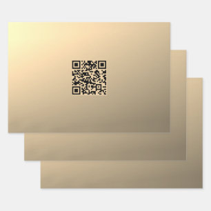 Instantly Editable QR code Template Faux Gold Wrapping Paper Sheet
