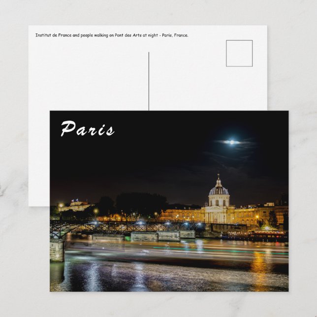 Institut de France and Pont des Arts - Paris Postcard (Front/Back)
