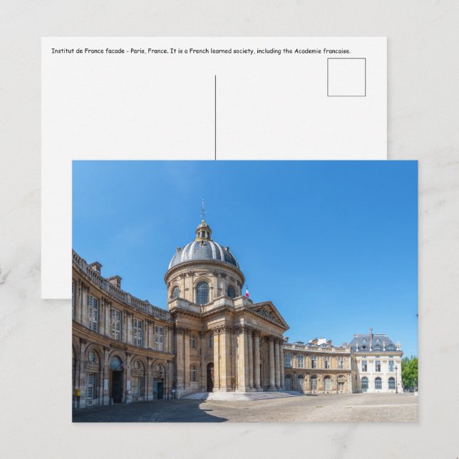 Institut de France facade - Paris, France Postcard (Front/Back)