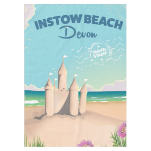 Instow Beach Devon vintage travel poster Tablecloth