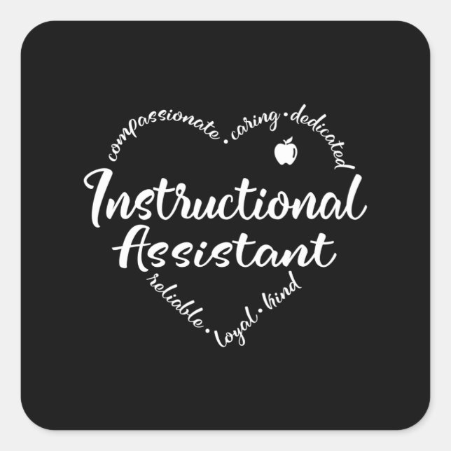 Instructional Assistant or Coach Square Sticker (Front)