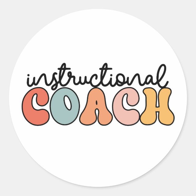 Instructional Coach Educational Coach Retro Classic Round Sticker (Front)