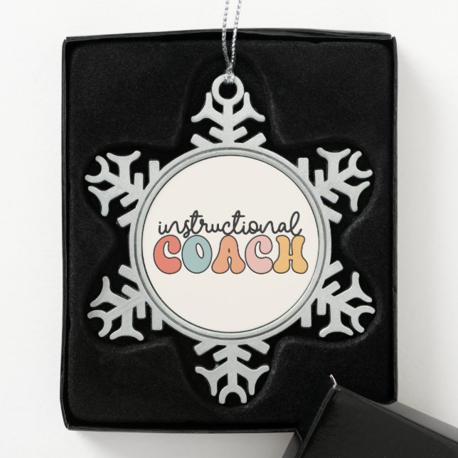Instructional Coach Educational Coach Retro Snowflake Pewter Christmas Ornament (Box)