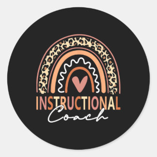 Instructional Coach Leopard Rainbow Supplies Byck Classic Round Sticker
