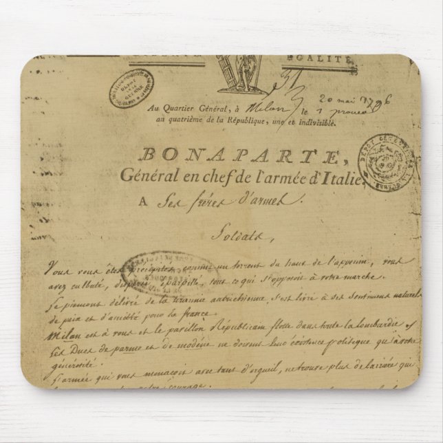 Instructions to soldiers issued by Napoleon Mouse Mat (Front)