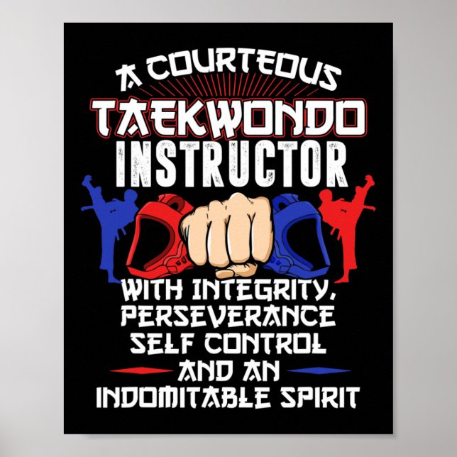 Instructor Taekwondo Gift 5 Tenets Oath Belt Level Poster (Front)
