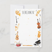 Instrument and Music Thank You Note Stationery