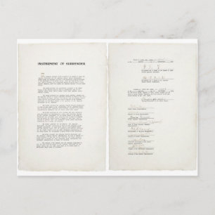 Instrument of surrender for Japan World War II Postcard