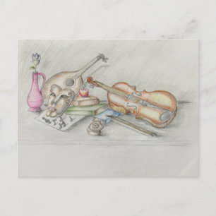 Instruments music postcard