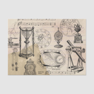 Instruments of the Hour Steampunk Hourglass Tissue Paper