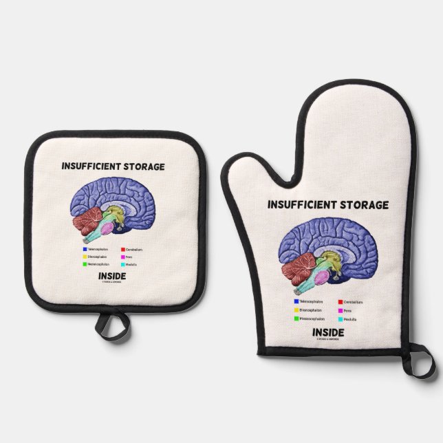 Insufficient Storage Inside Brain Anatomy Humour Oven Mitt & Pot Holder Set (Front)