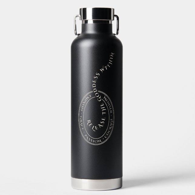 Insulated Goddess Coffee Water Bottle (Front)