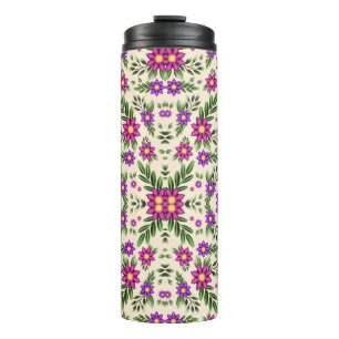 Insulated tumbler with a vibrant floral pattern