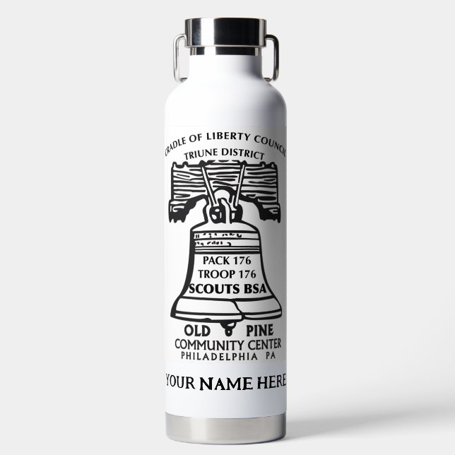 Insulated Water Bottle - White (Personalised) (Front)
