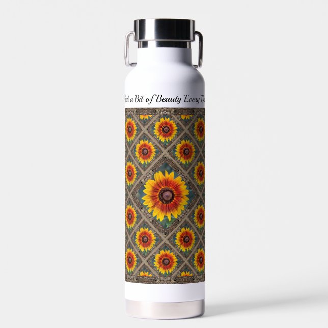 Insulated Water Bottle with Susie's Sunflowers5 (Front)