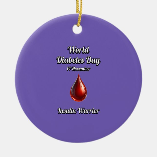 Insulin Warrior. World Diabetes Day.  Ceramic Tree Decoration (Front)