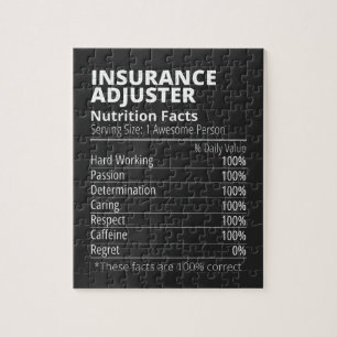Insurance Adjuster Nutrition Facts Funny Jigsaw Puzzle