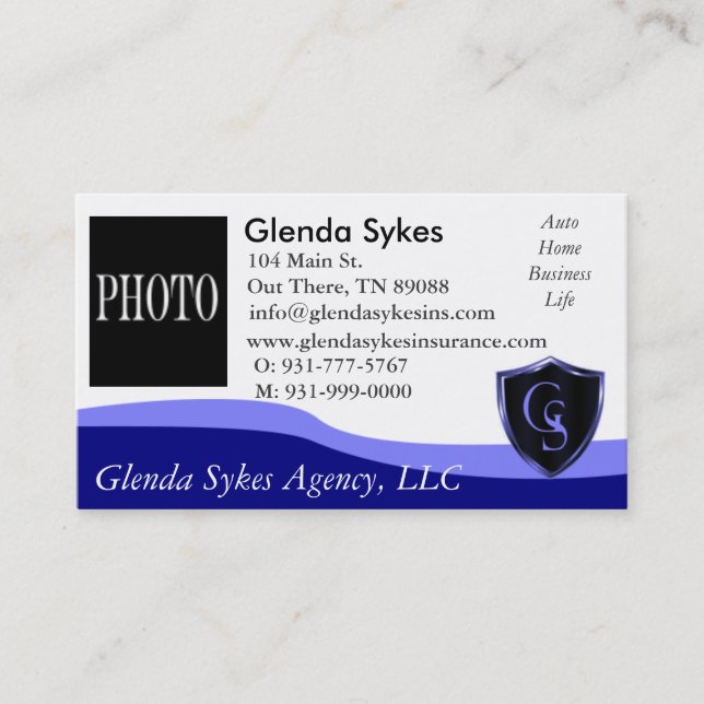Insurance Agency 3.5" x 2.0", 100 pack, White Business Card (Front)
