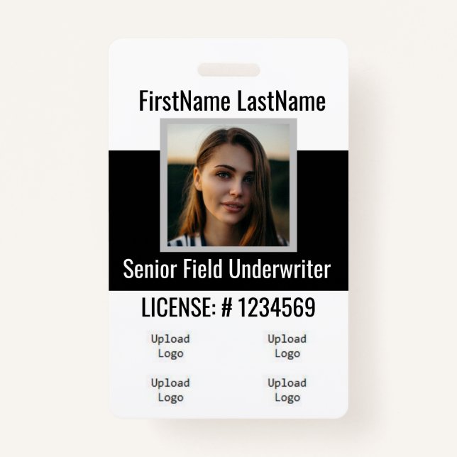 Insurance Agent Badge Front and Back Same ID Badge (Front)