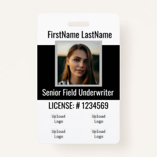 Insurance Agent Badge Front and Back Same ID Badge