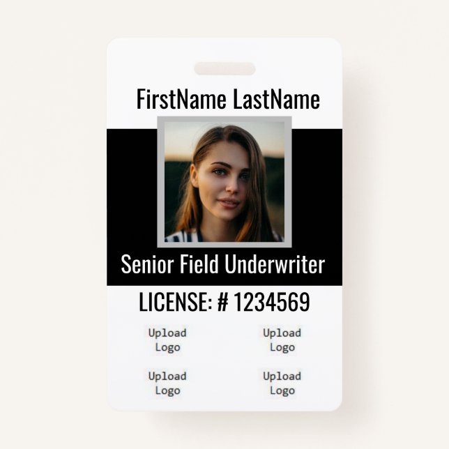 Insurance Agent Badge Front and Back Same ID Badge (Front)