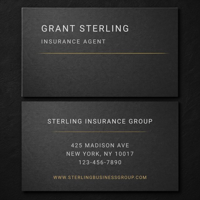 Insurance Agent Black Professional  Business Card (Creator Uploaded)