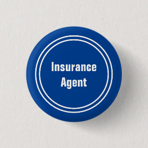 Insurance Agent Blue and White Text Template 3 Cm Round Badge