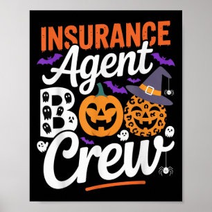 Insurance Agent Boo Crew Halloween Matching Spooky Poster