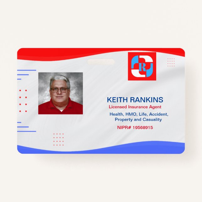 Insurance Agent ID Card ID Badge (Front)