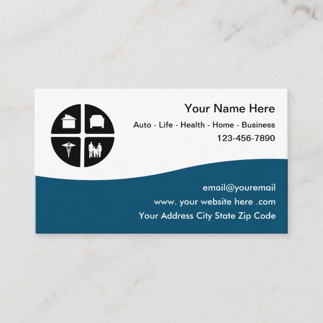 Insurance Agent Logo Template Business Cards (Front)