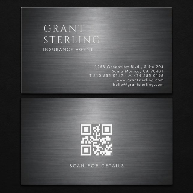 Insurance Agent Metallic QR Code Business Card (Creator Uploaded)
