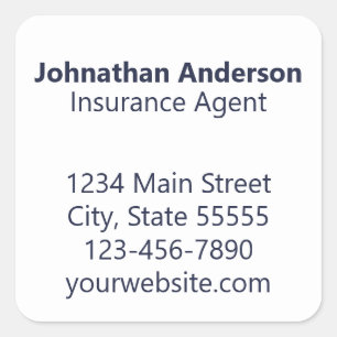 Insurance Agent Midnight Blue White Promotional Square Sticker