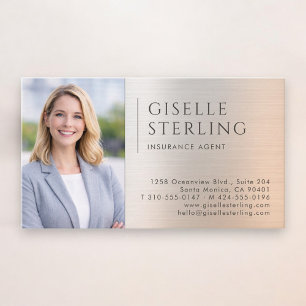 Insurance Agent Photo Brushed Metal Business Card