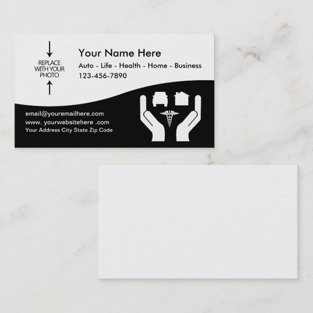 Insurance Agent Photo Template Business Card (Front/Back)