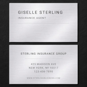 Insurance Agent Silver Metallic Professional Business Card